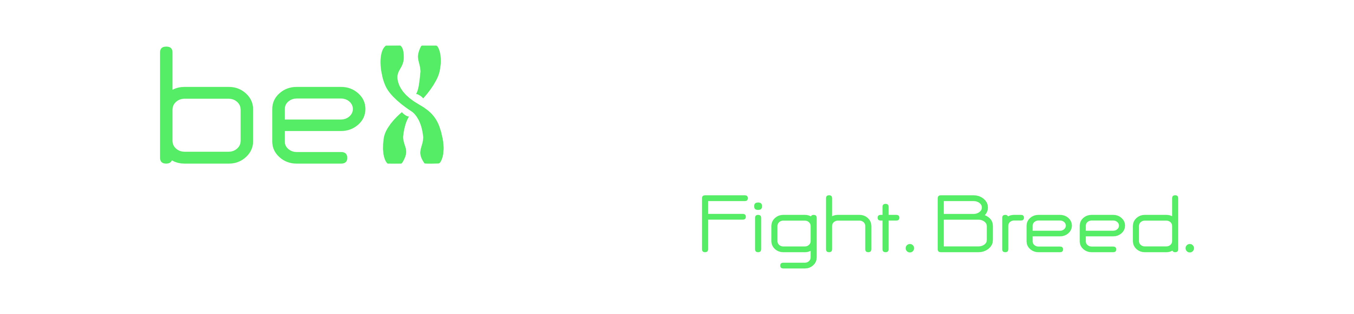 Xevolu logo. Text: be Xevolu with green accent color. The emblem is a chromosome. The claim is: Fight. Breed.